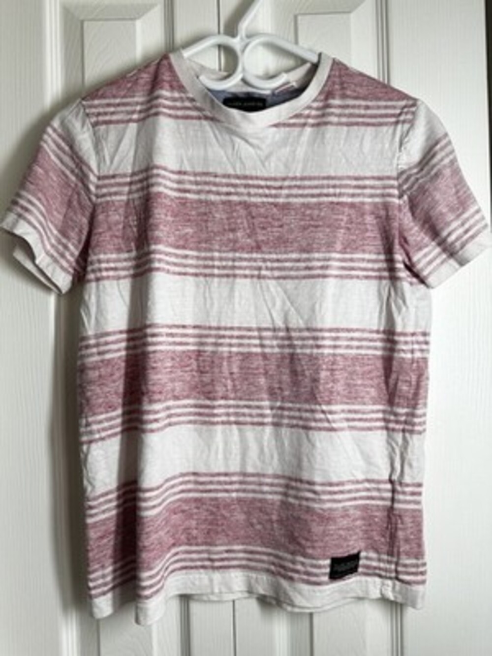 Silver Jeans Co. Boys Striped Crewneck T-Shirt White and Red size large